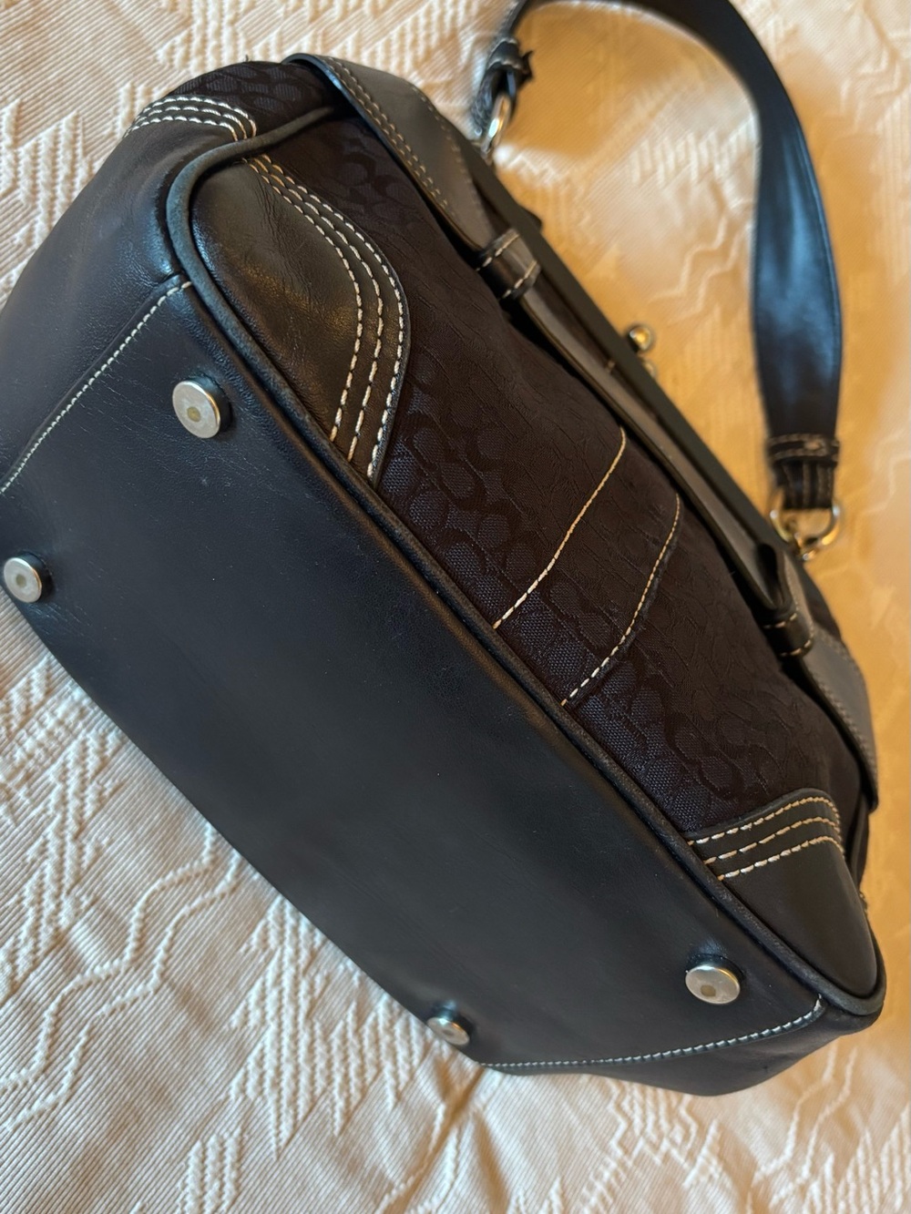 COACH Soho MINI KISSLOCK Bag ~ STYLE C05S-3649 Black Jacquard/Black Leather 2005 - Picture 11 of 17